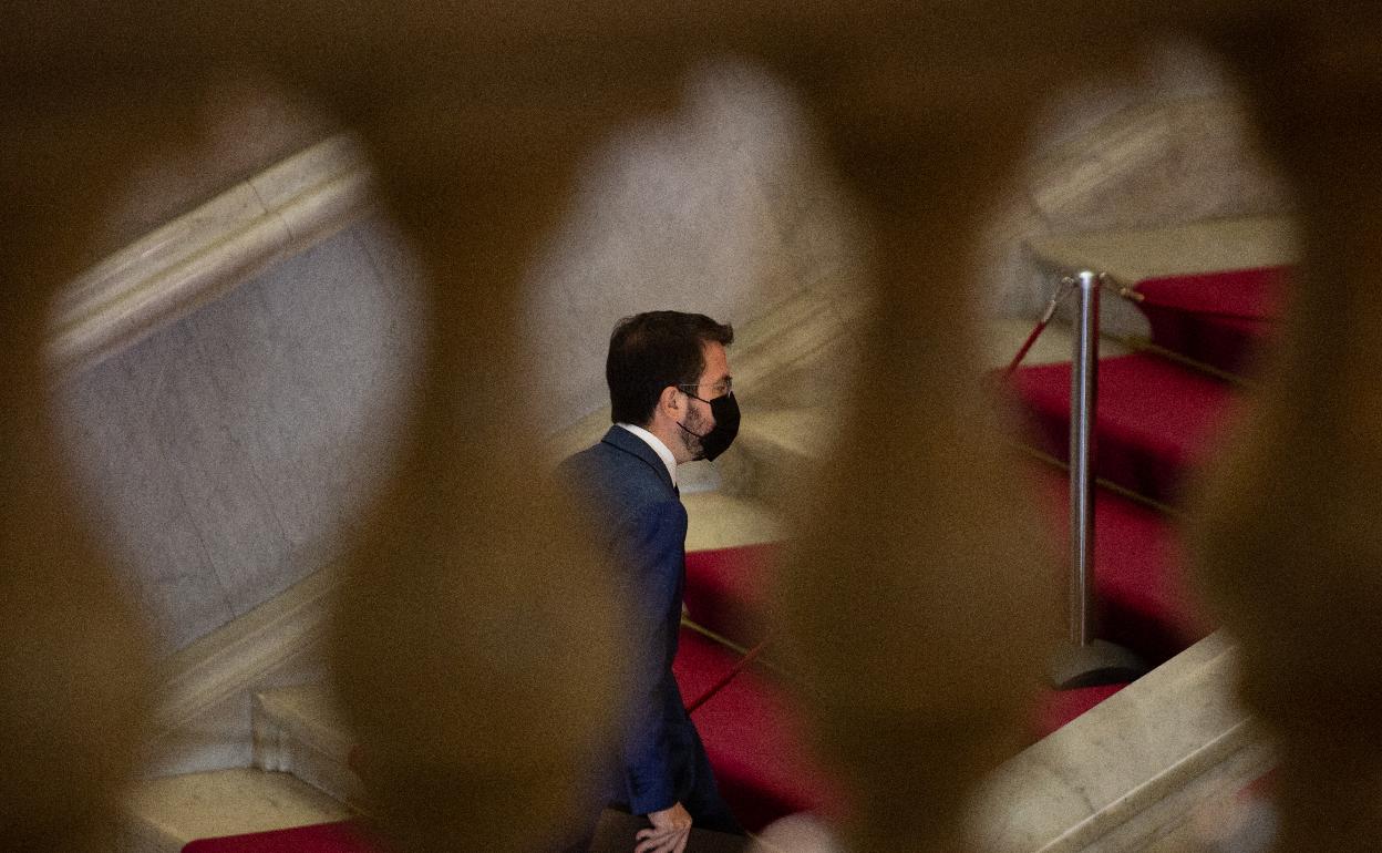 Aragonès, a su llegada el pasado martes a la segunda sesión del debate de investidura en el Parlament. 