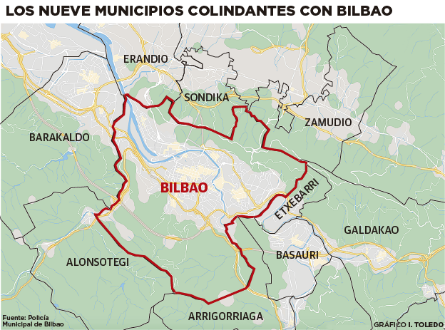 Municipios confinados y colindantes: Los vecinos de qué municipios podrán venir a Bilbao y viceversa