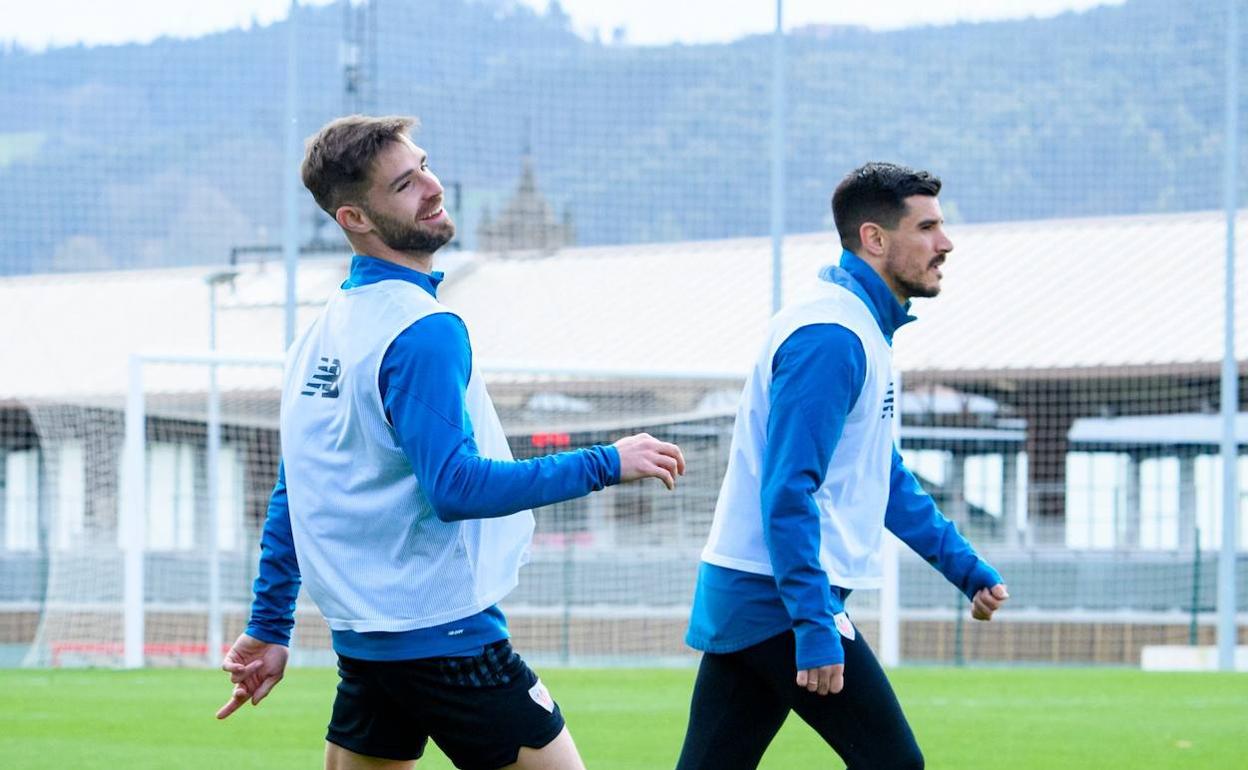 Yeray y Yuri en un entrenamiento de esta temporada en Lezama.