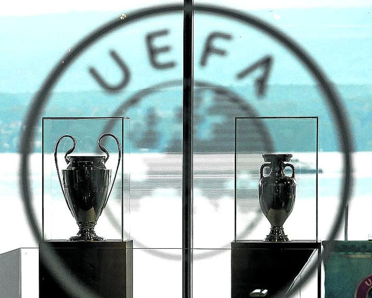 Salón de trofeos de la UEFA en la localidad suiza de Nyon. 