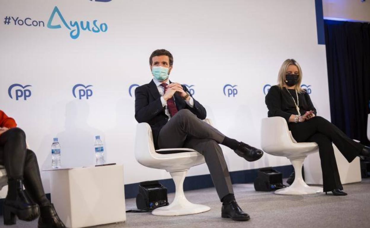 Pablo Casado, durante el acto sobre víctimas celebrado hoy en Aranjuez. 