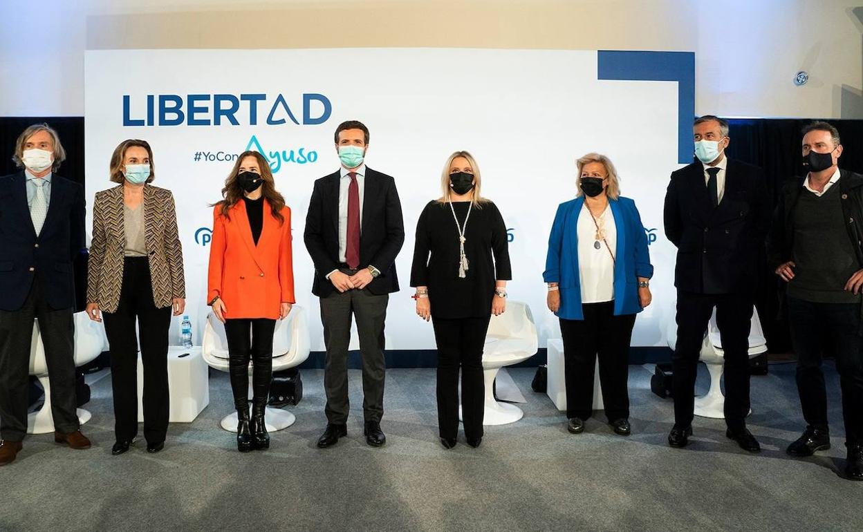 El líder del PP, Pablo Casado, durante un acto organizado por el Partido Popular sobre las Víctimas del Terrorismo en Aranjuez. 