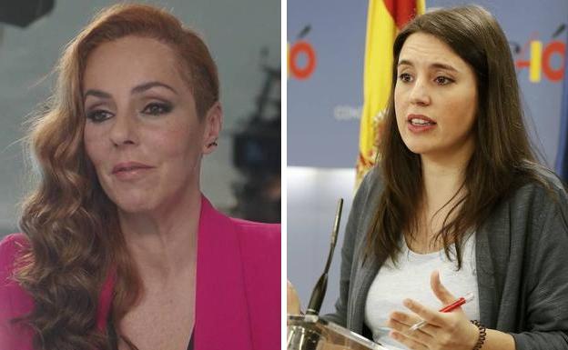 Irene Montero vuelve a salir en defensa de Rocío Carrasco, acosada en la calle con carteles de 'Stop Feminazis'