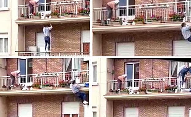 Un joven trepa por los balcones para salvar a una mujer a punto de caerse en Calahorra