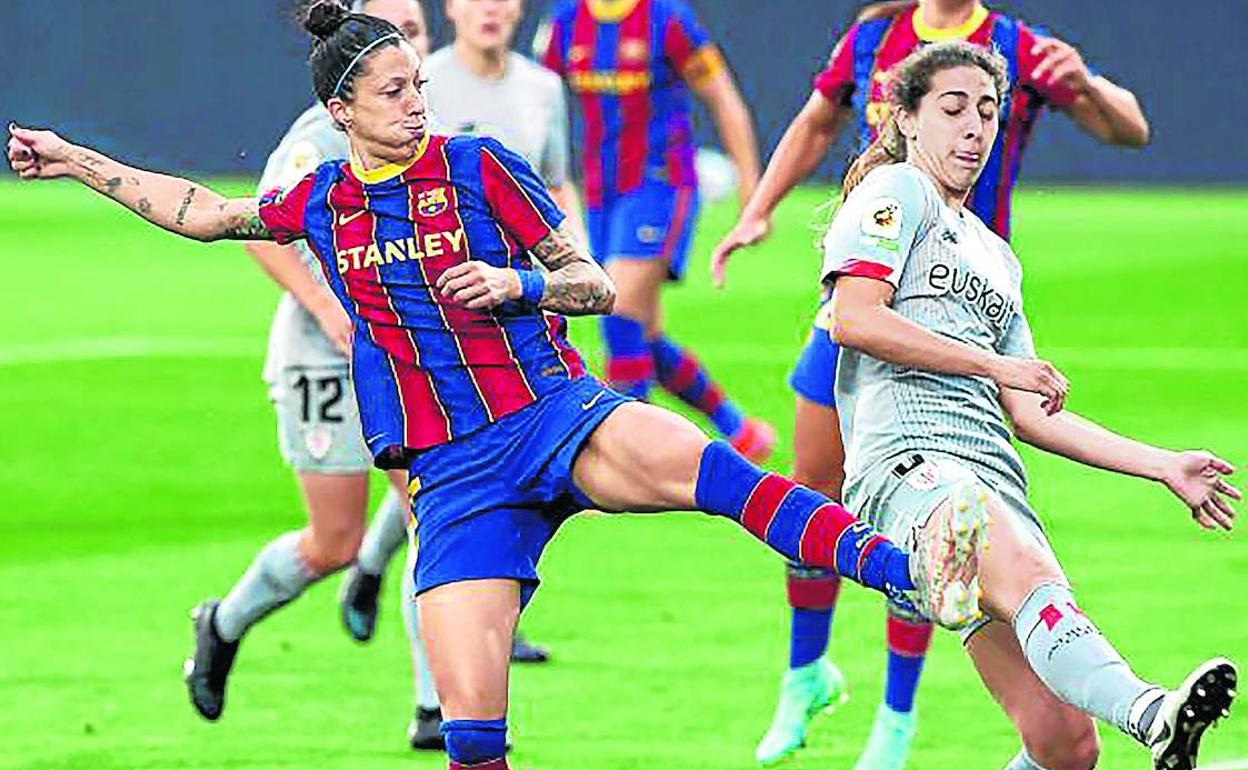 Jennifer Hermoso logró un 'hat-trick' en una jornada plácida para el Barça, en la que el Athletic se vio desbordado completamente por el vigente campeón continental. 