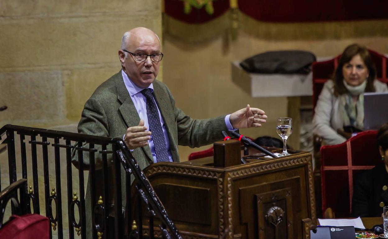 El diputado de Hacienda, José María Iruarrizaga, en un pleno anterior en Gernika. 
