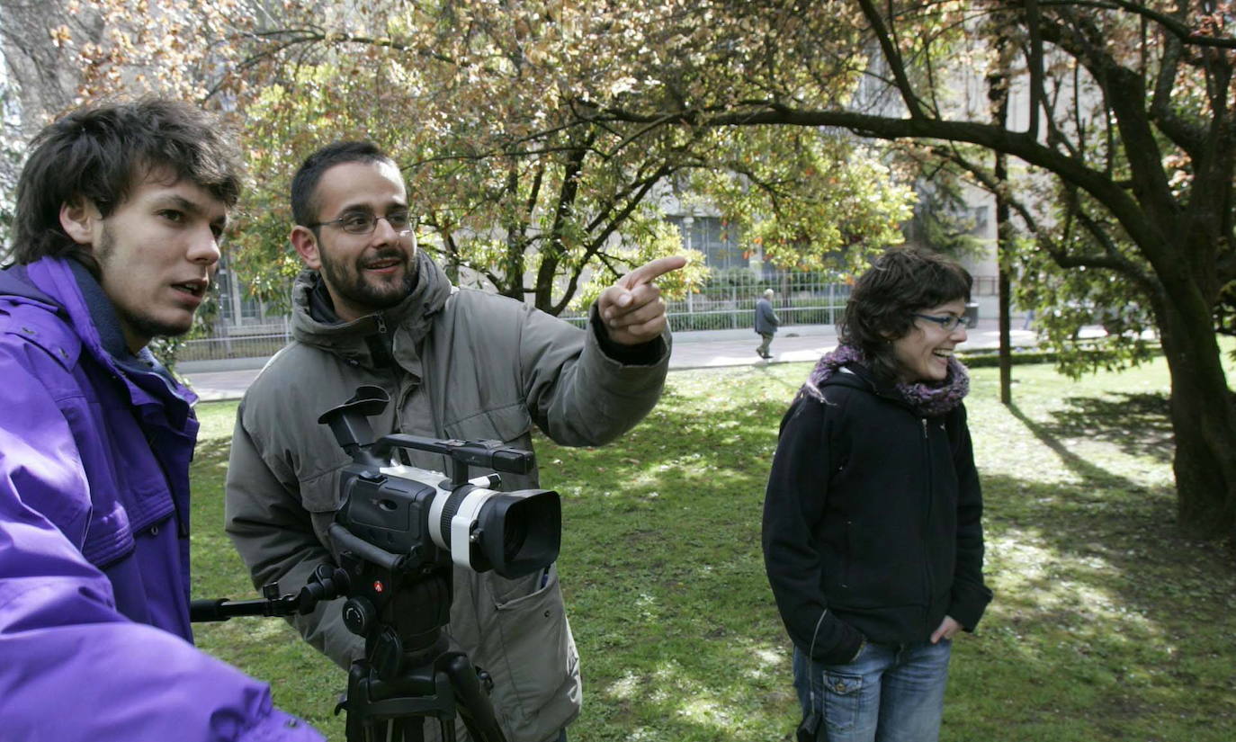 En el rodaje de 'Uxue', su primer corto.