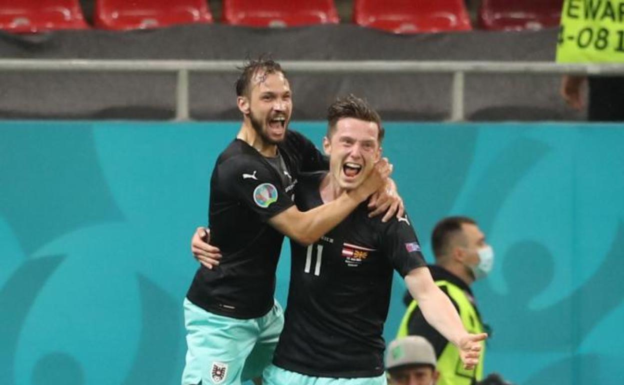 Austria por fin sonríe con dos genialidades de Sabitzer y Alaba