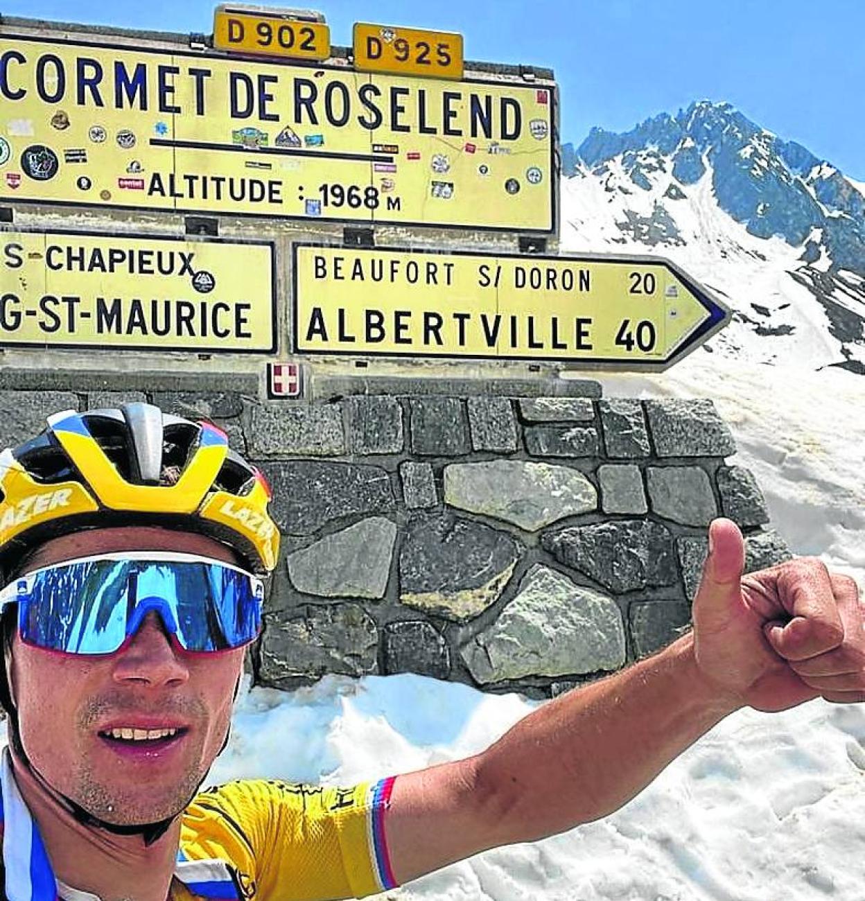 Roglic, el viernes en Cormet de Roselend, puerto de paso en el Tour. 