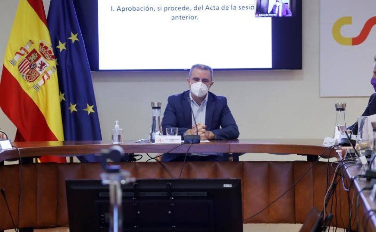 El presidente del Consejo Superior de Deportes, José Manuel Franco, en la reunión de la Comisión directiva. 