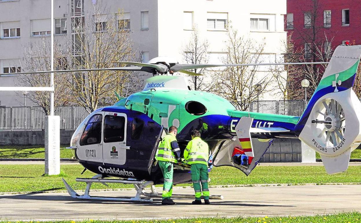 Imagen del helipuerto ubicado ahora en el campo de rugby de Lakua. 