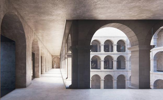 Vista del claustro del museo según la propuesta arquitectónico.