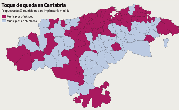 Consulta los 53 municipios de Cantabria que podrían establecer el toque de queda