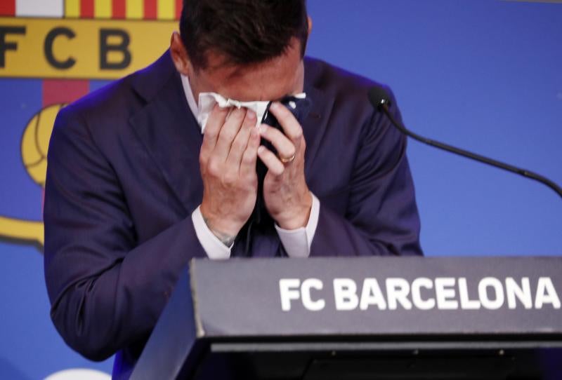 Leo Messi no ha podido contener las lágrimas en la rueda de prensa. 