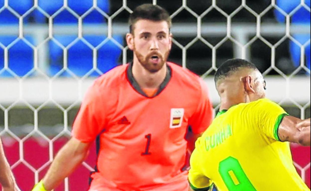 Unai Simón, durante la final olímpica ante Brasil.