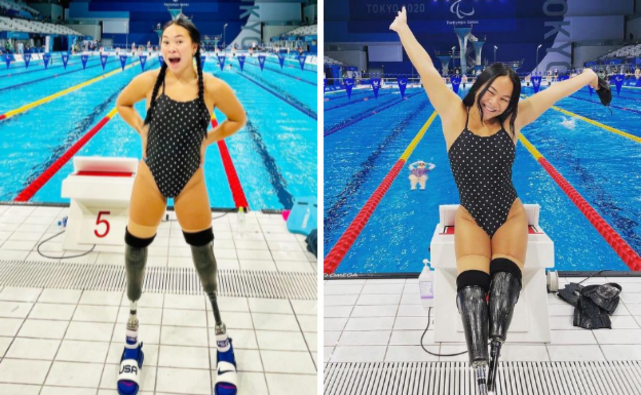 Haven Shepherd en la piscina de Tokio.