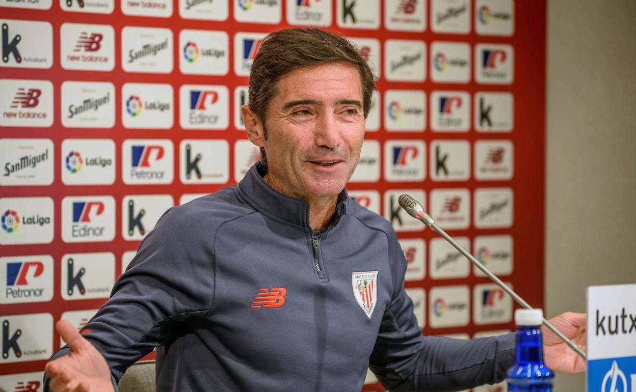 Marcelino en la sala de Prensa de Lezama.