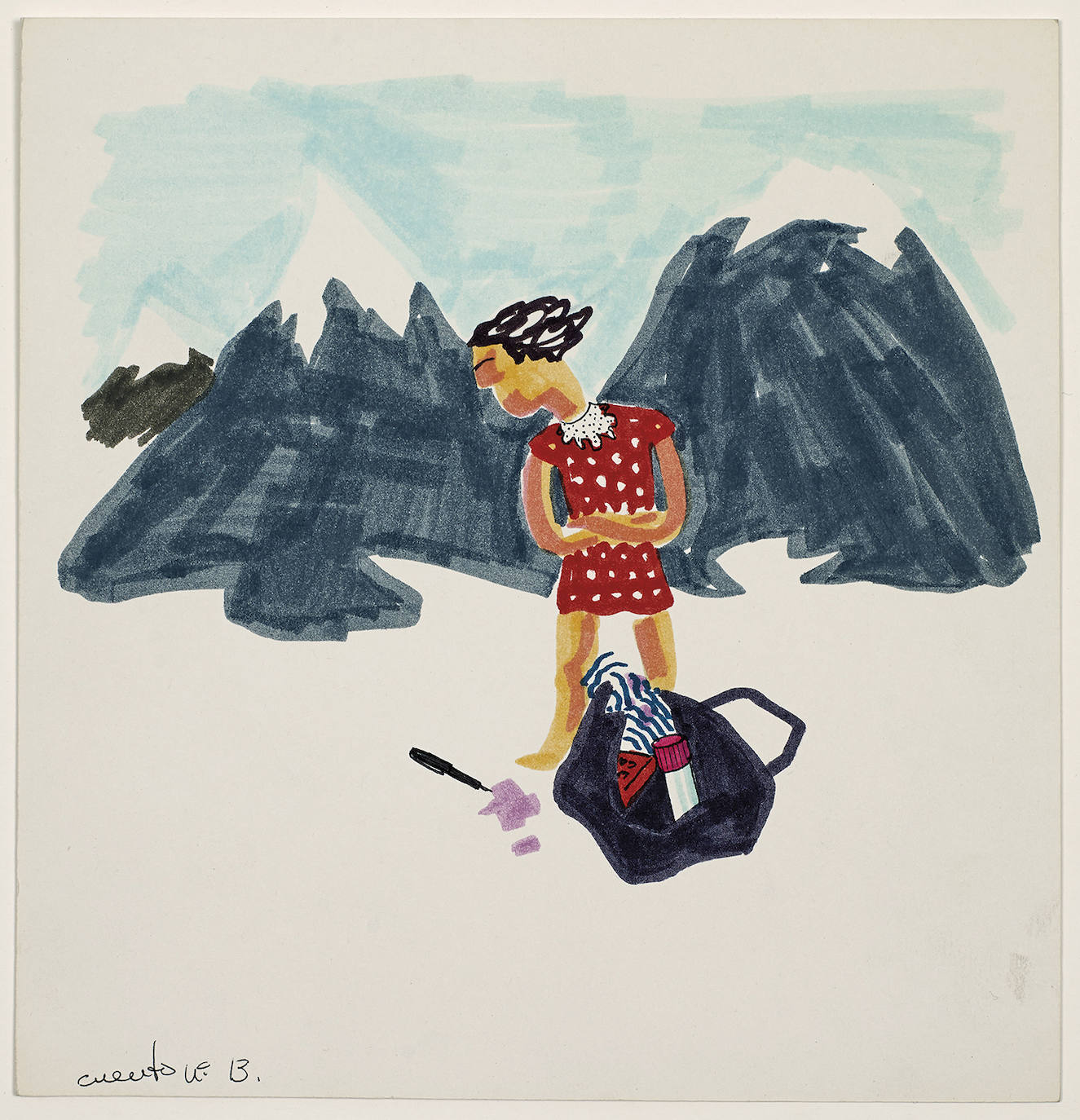 'Montes y pluma', dibujo de fecha desconocida.