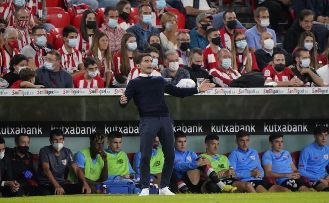 Marcelino, durante el partido.