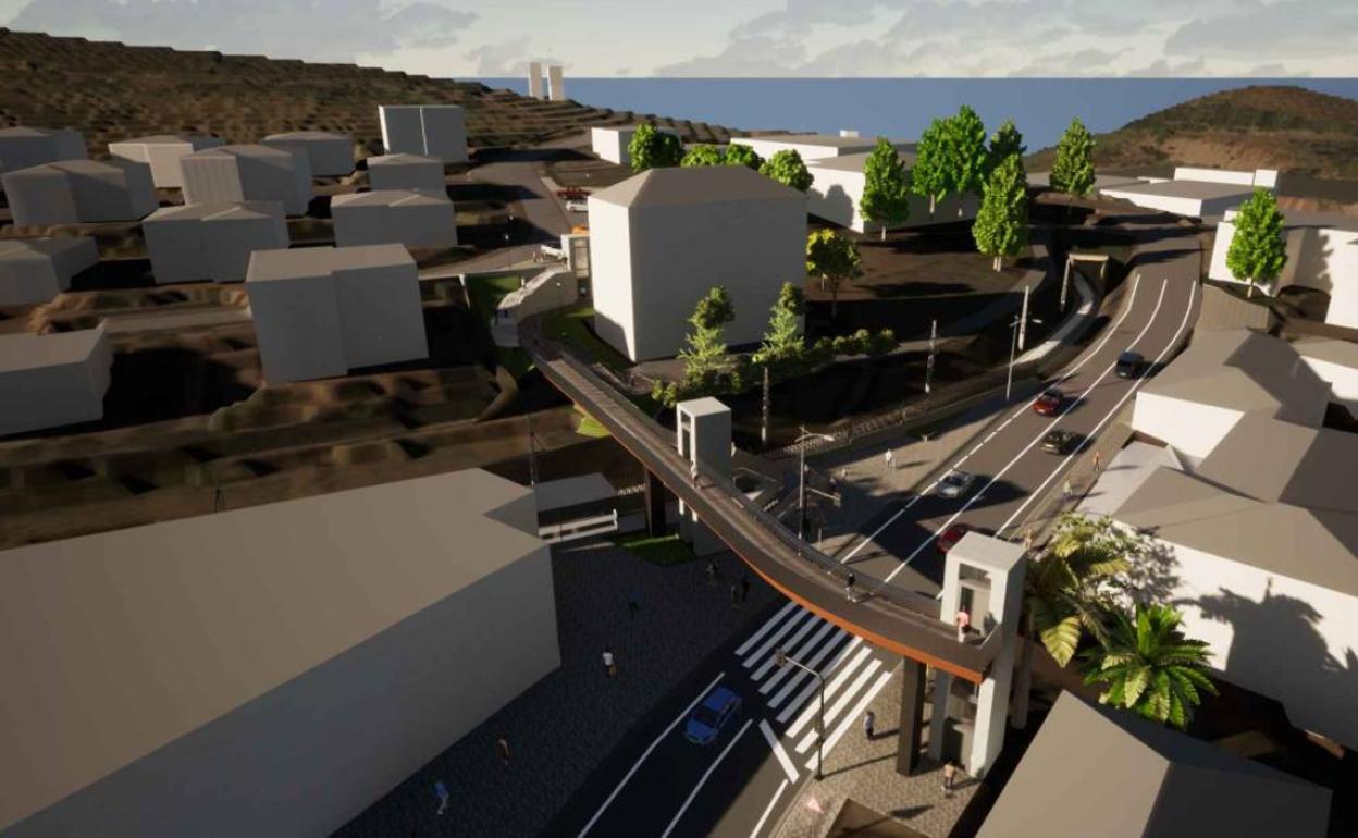 Infografía del proyecto para salvar las barreras arquitectónicas de acceso a la estación de tren en Zaldibar. 