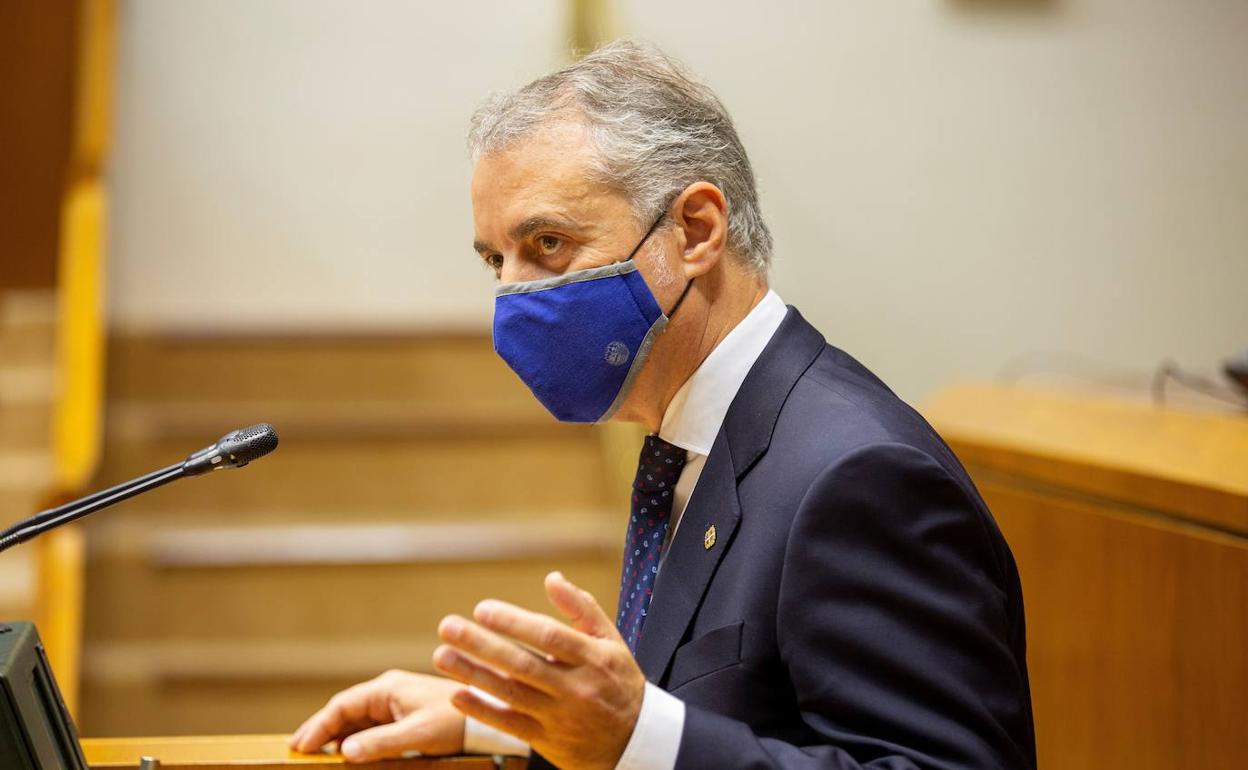 El lehendakari Iñigo Urkullu interviene en el Parlamento vasco.