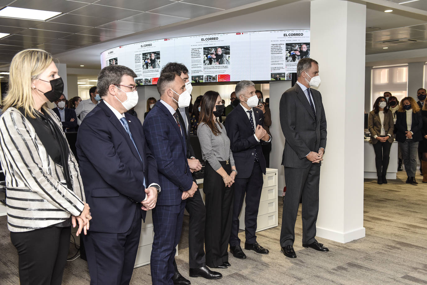 Ana Otadui, Juan Mari Aburto, Denis Itxaso, Bakartxo Tejeria, Fernando Grande-Marlaska y Felipe VI.