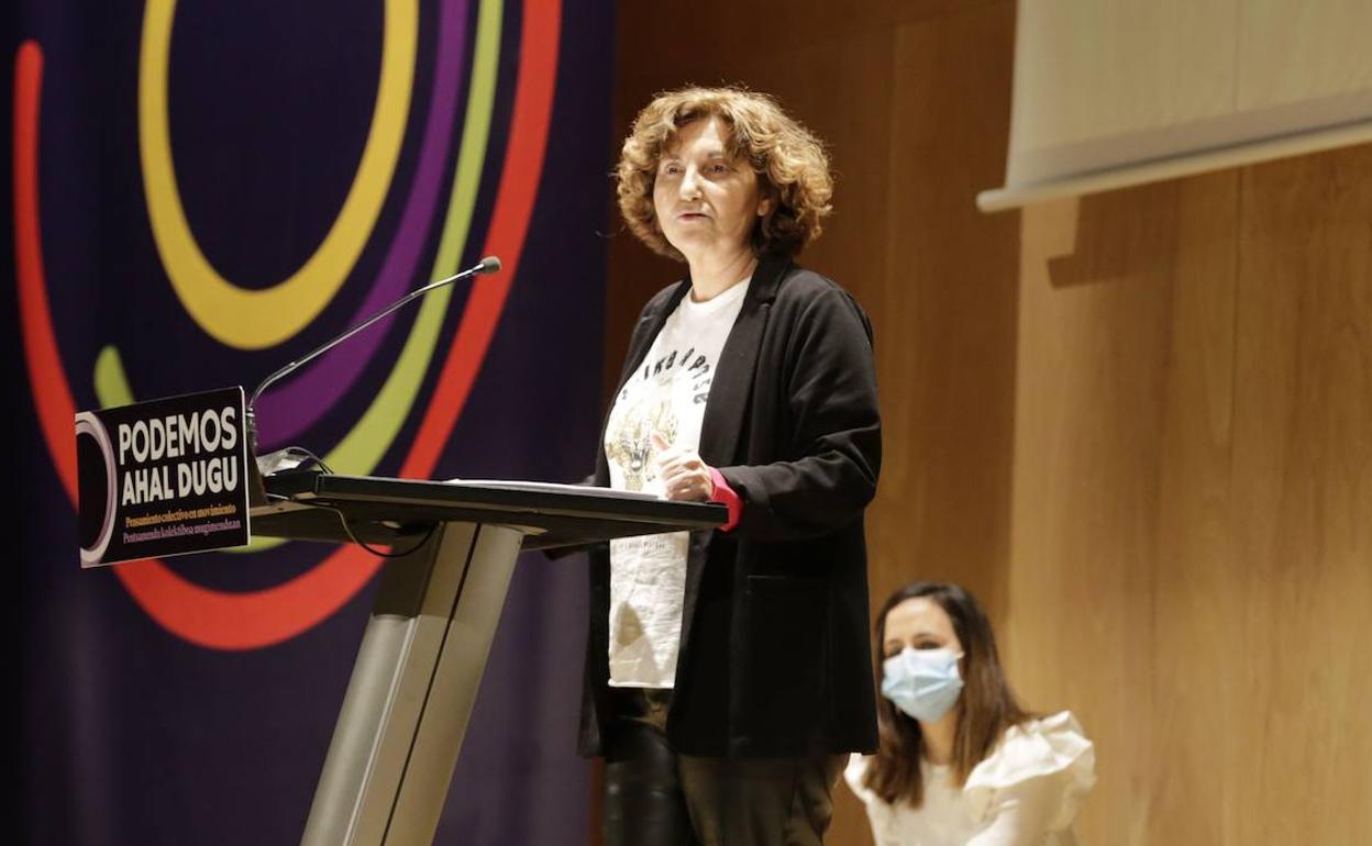 La coordinadora general de podemos Ahal Dugu, Pilar Garrido, en un acto del partido en diciembre.