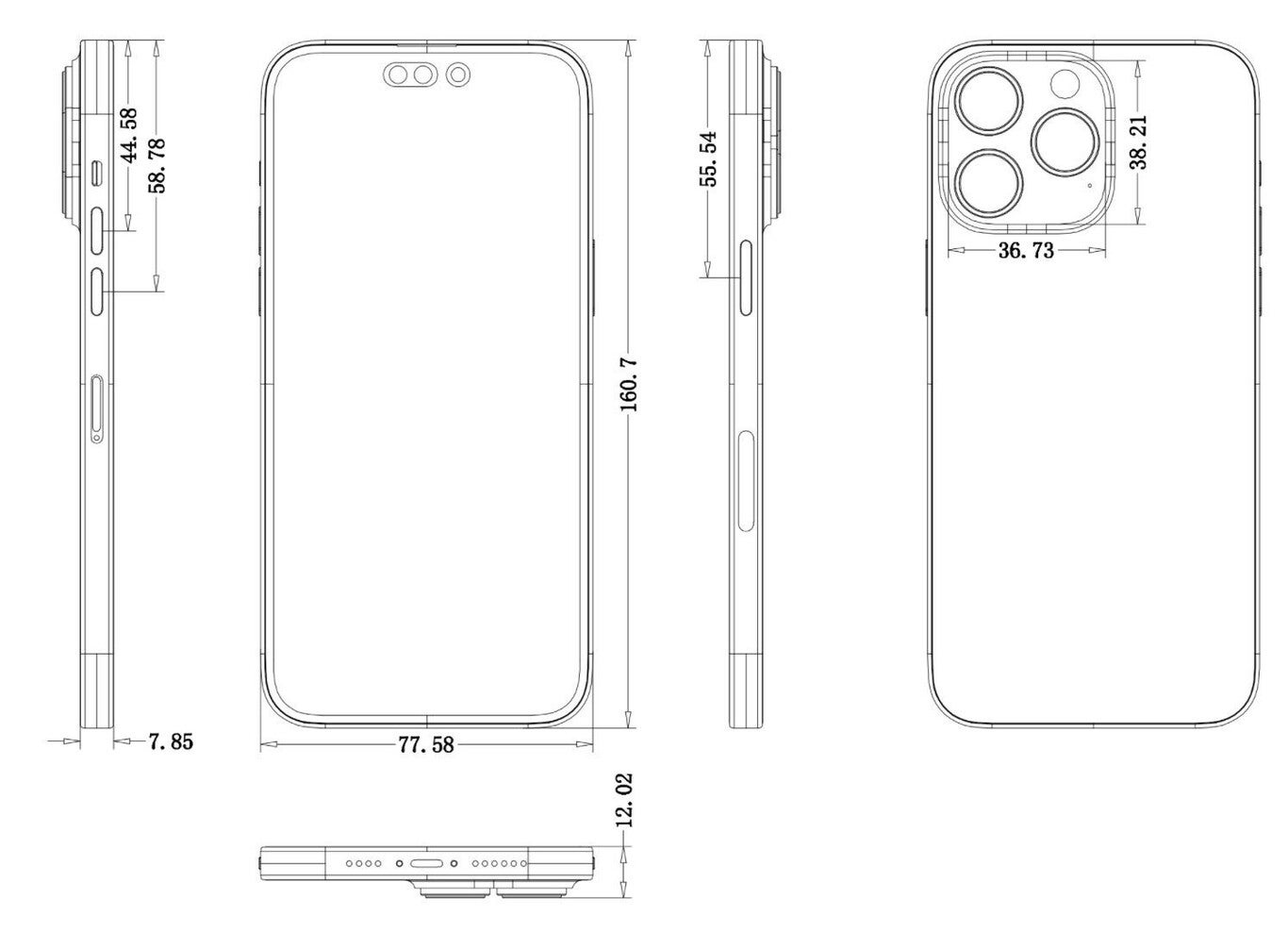 Diagrama del supuesto iPhone 14 Pro Max