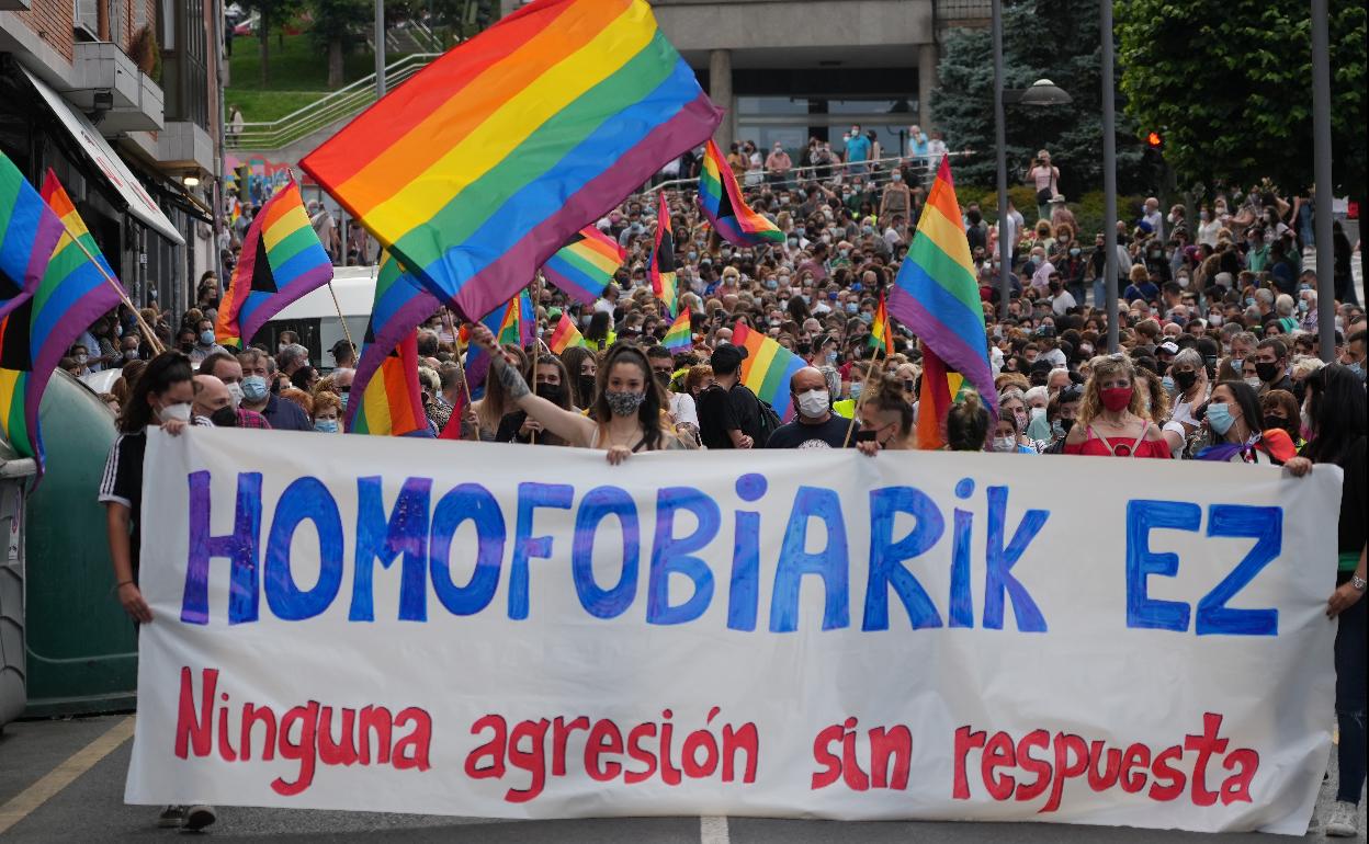 Marcha contra una agresión homófoba en Basauri.