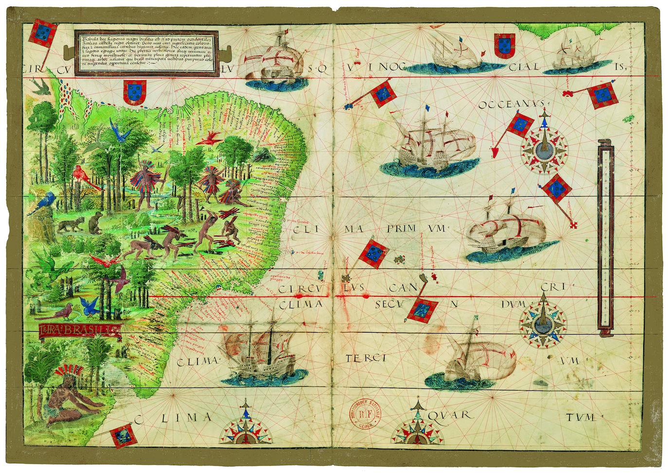 Las costas de Brasil, en el 'Atlas Miller'. Todos los barcos representados son portugueses.