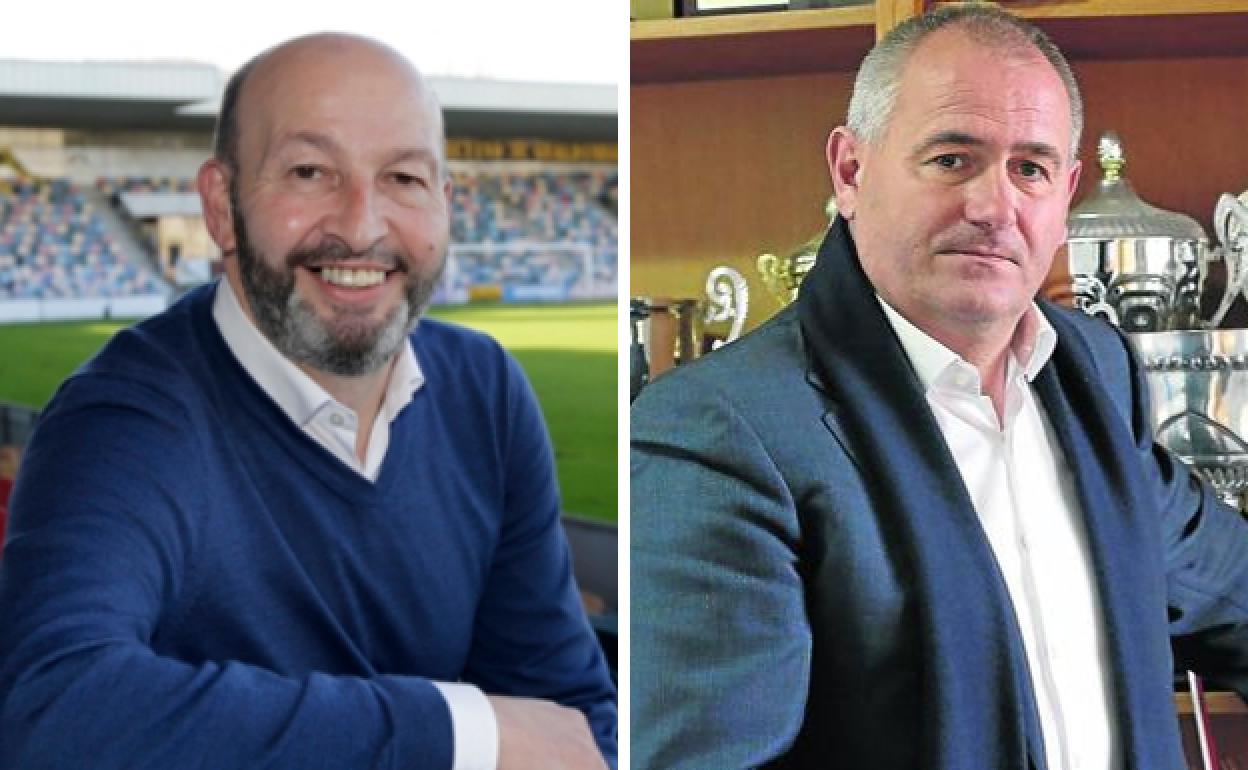 Jesús María Isusi, presidente del Barakaldo, y Eduardo Rivacoba, presidente del Portugalete. 