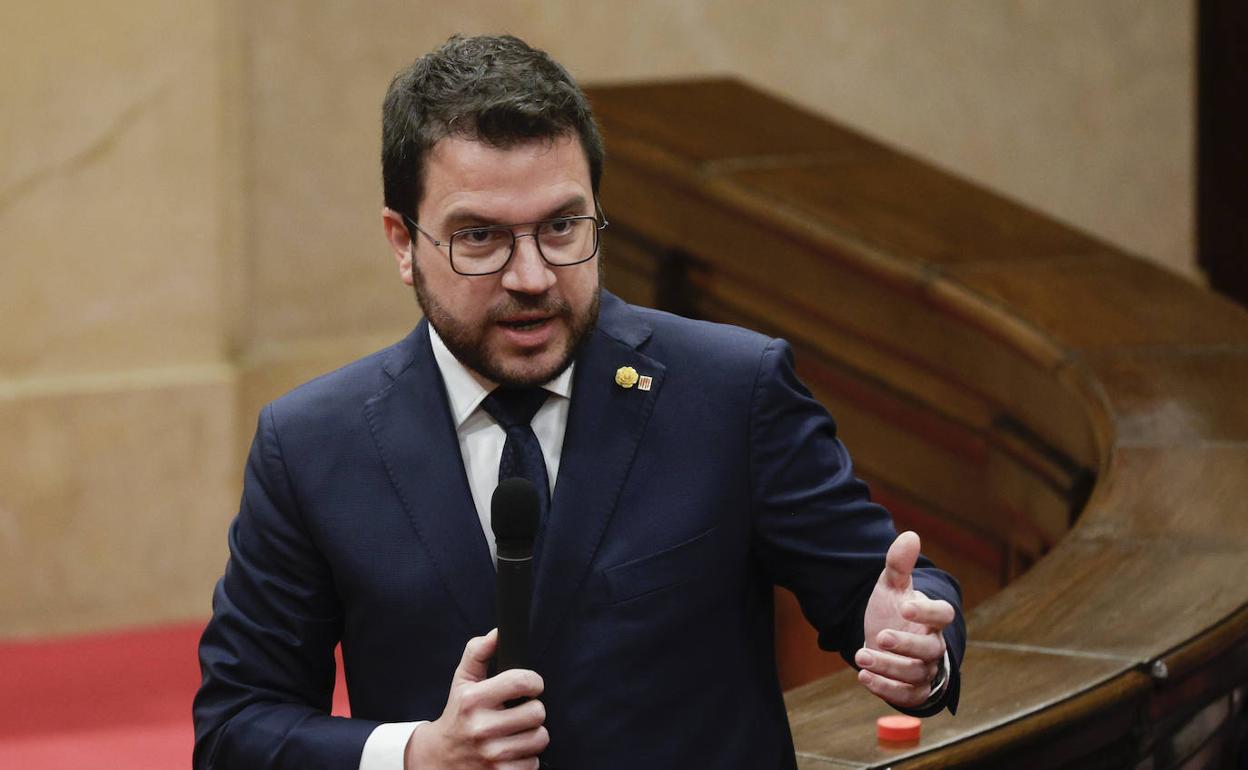 Pere Aragonès, este miércoles en el pleno del Parlamento catalán.