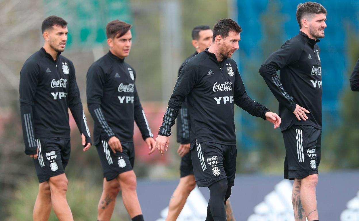 Messi, durante un entrenamiento con Argentina. 