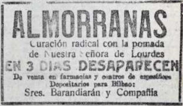 Pomada de Lourdes, que hace desaparecer las almorranas en tres días.