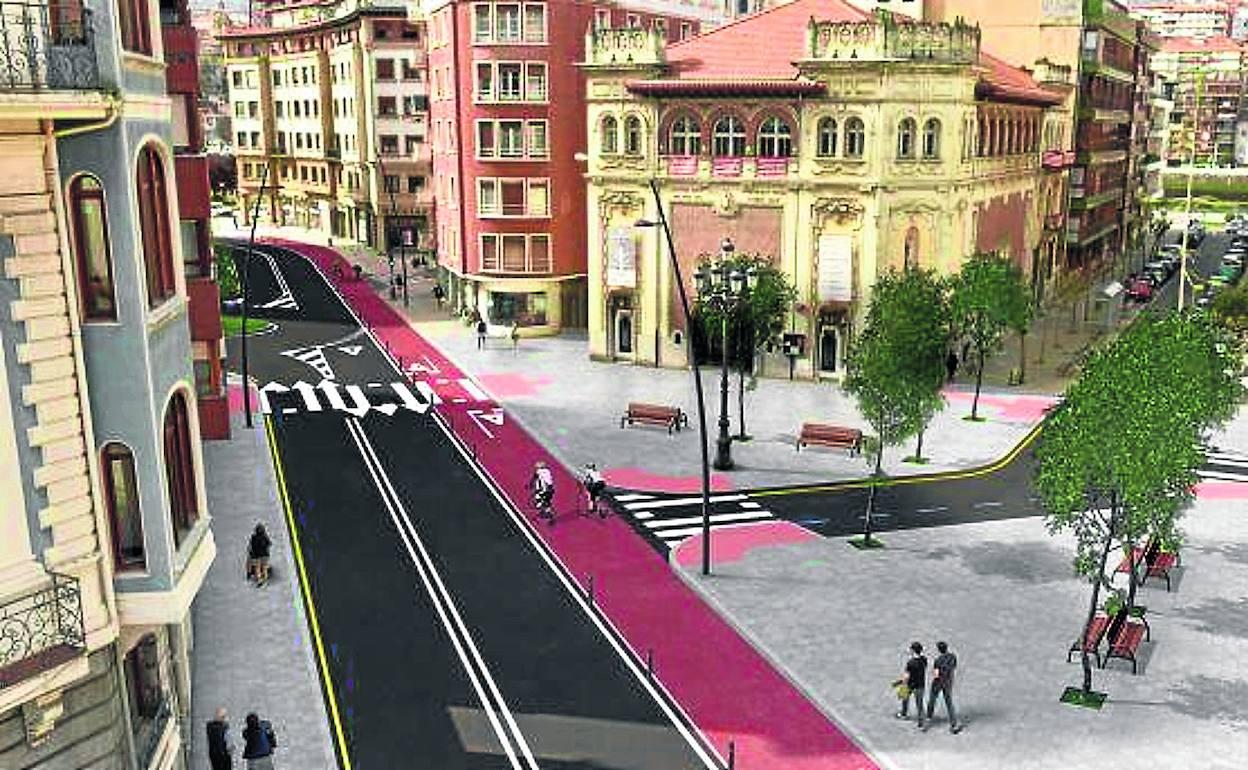 Recreación de infografía de cómo quedará la zona de la Escuela de Música y el entorno de la iglesia de Las Mercedes. 