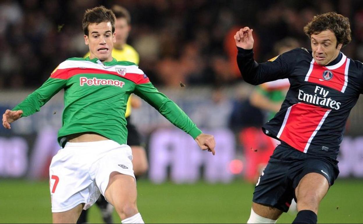 Iñigo Pérez, durante un PSG - Athletic de Europa League. 