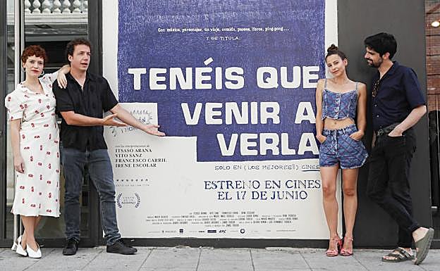 Los actores del filme en la presentación en Madrid.