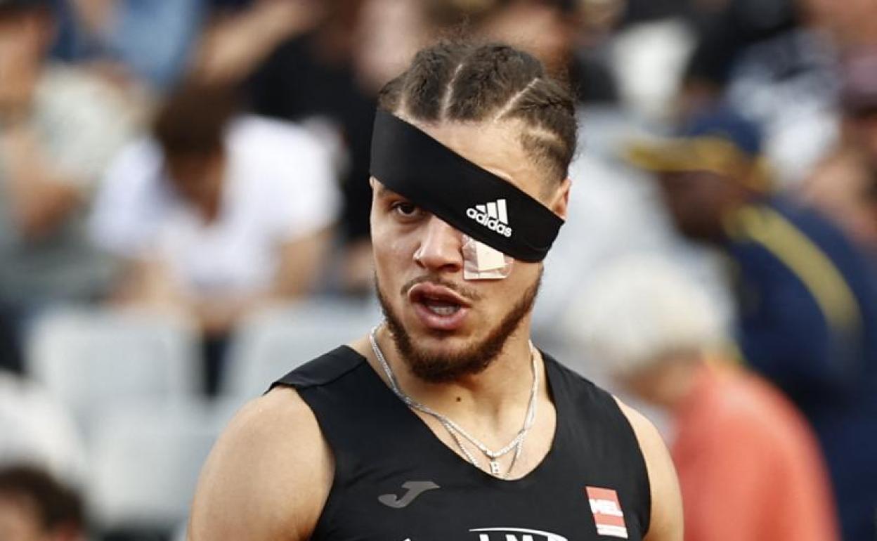 Wilfried Happio, durante la final de los 400 metros vallas. 