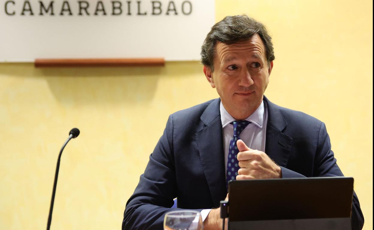 Enrique Sáez, consejero delegado de Fineco, en la conferencia de esta mañana Cámara de Comercio de Bilbao. 