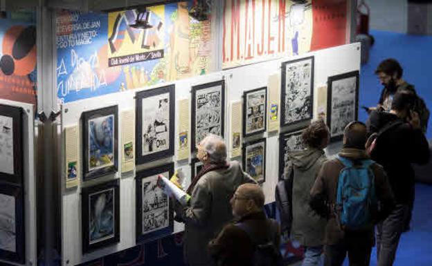 Exposición sobre las revistas españolas de comics en el Salón del Comic de Barcelona, 2018.