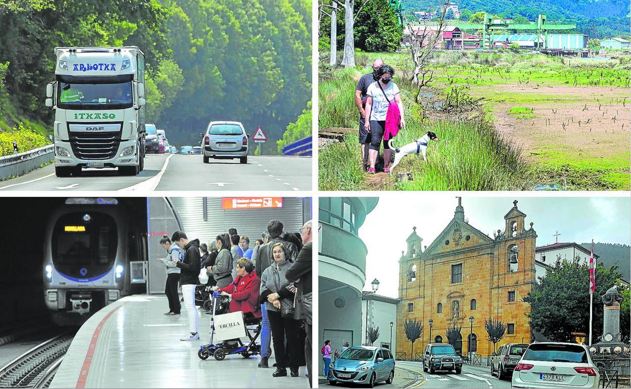 Los cuatro grandes proyectos anunciados por la Diputación de Bizkaia: el túnel de Sollube, el Guggenheim Gernika, la Línea 5 y la variante de Markina