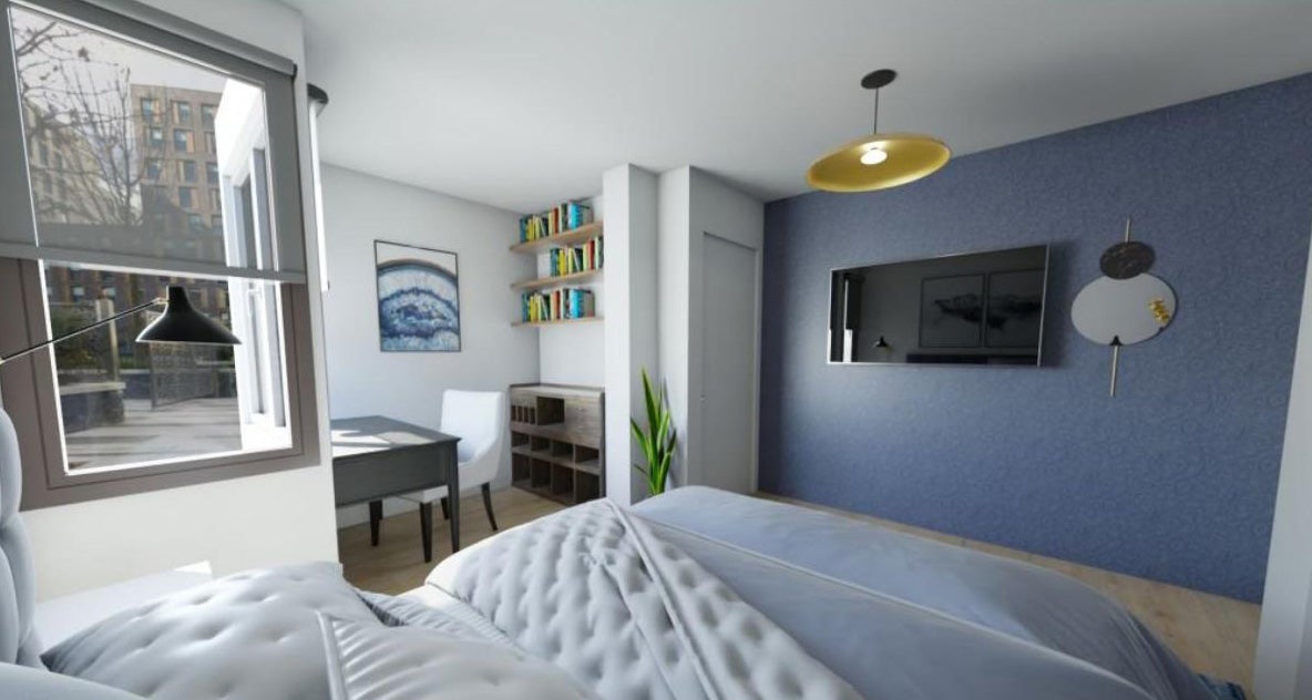 El azul se apodera de este elegante piso de Bilbao.