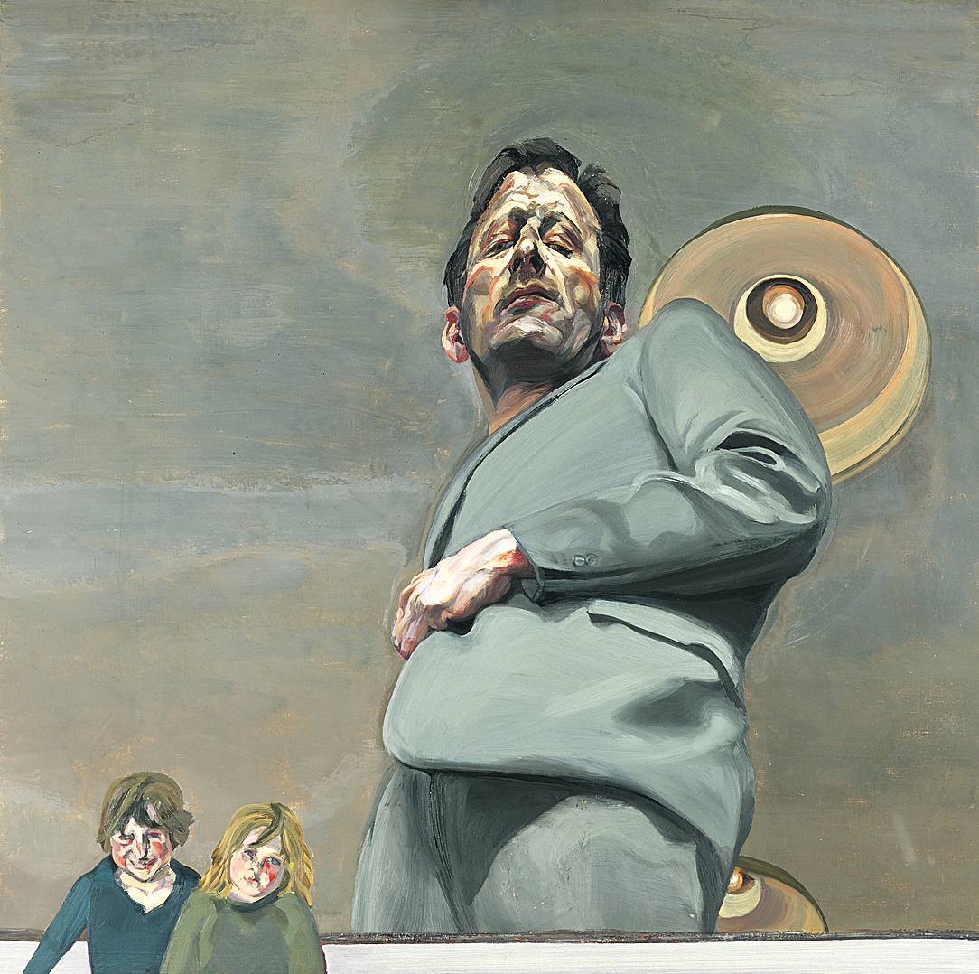 Autorretrato con dos niños de Freud. En la National Gallery en el Thyssen. 