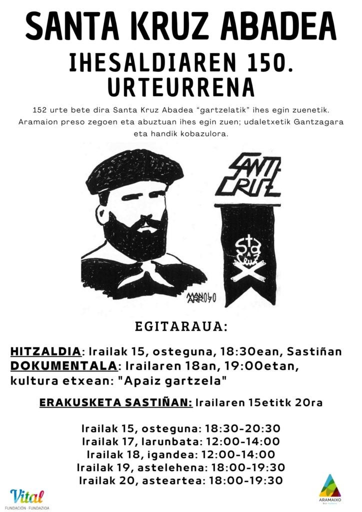 150. urteurrena iragartzen duen kartela.