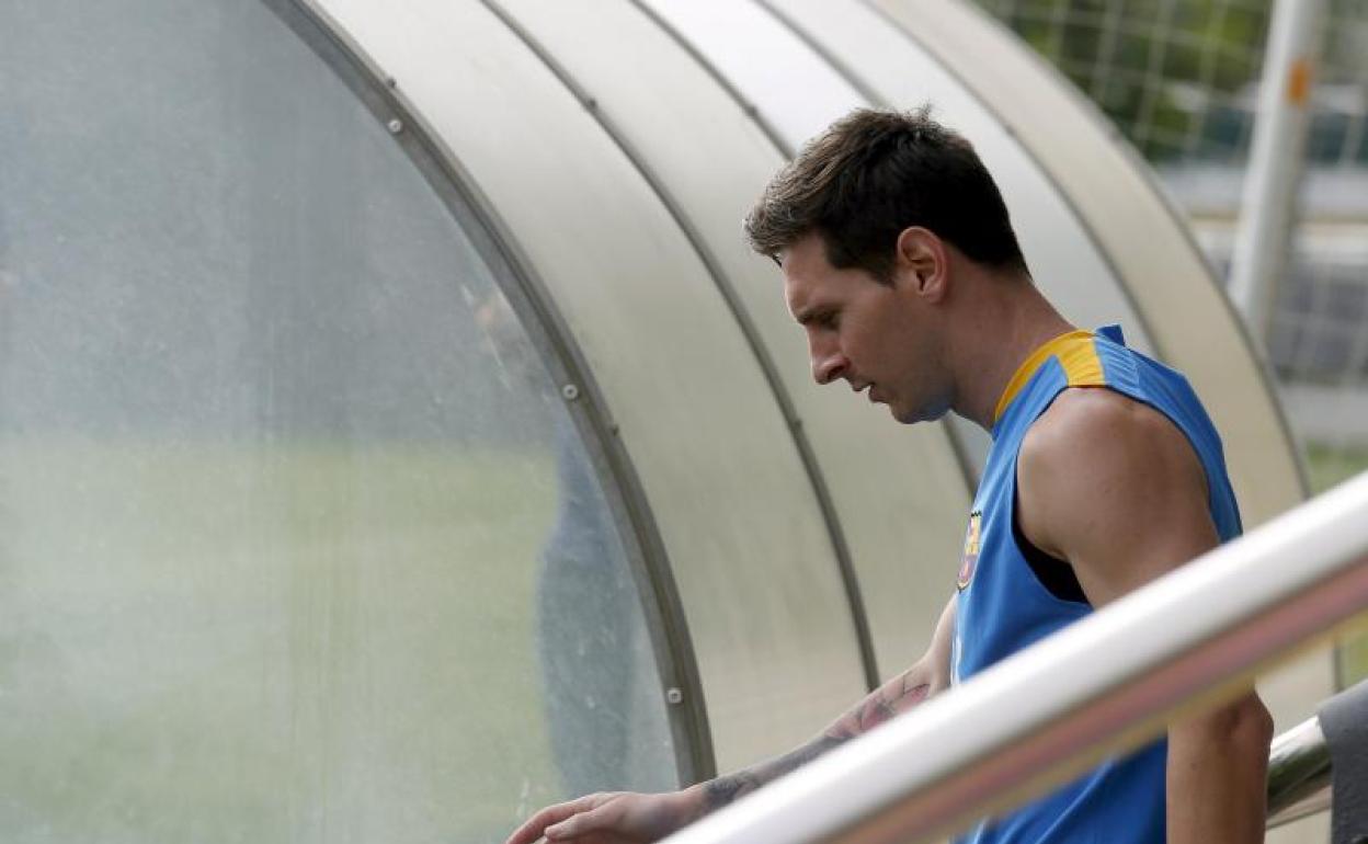 Messi, durante un entrenamiento con el Barça en la pretemporada de 2015. 