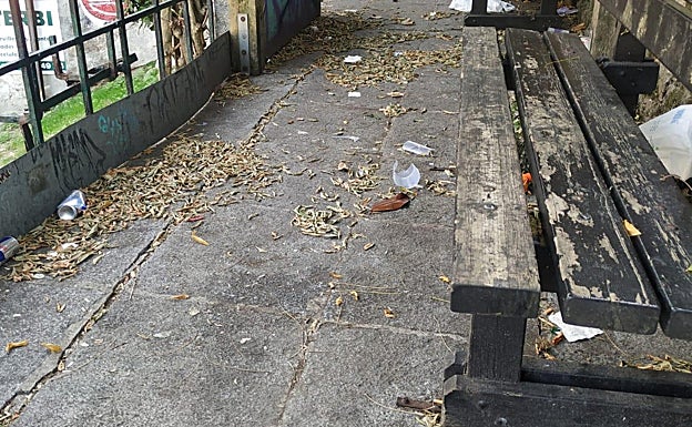 Detalle de basura acumulada en la vía pública.