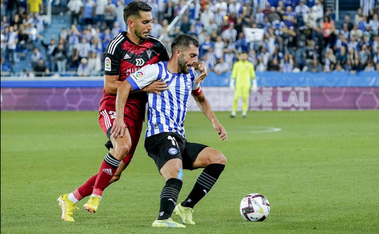 Rioja, en el duelo ante el Mirandés. 