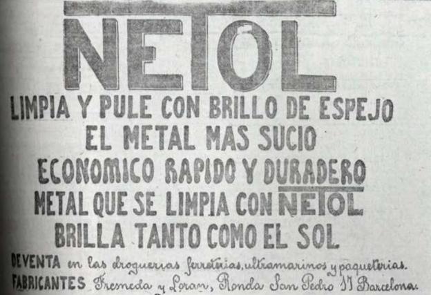 Anuncio del limpador de metales Netol publicado en octubre de 1922.