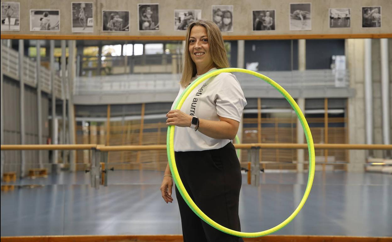 Marga Armas, en un receso de un entrenamiento. 