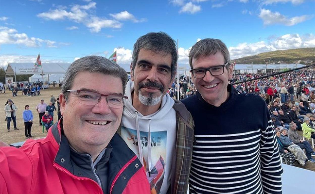 Los alcaldes de Bilbao, Juan Mari Aburto; de San Sebastián, Eneko Goia; y de Vitoria, Gorka Urtaran.